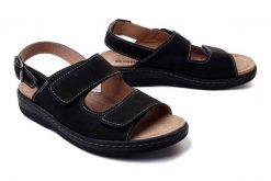 DR. BRINKMANN 610241-1 schwarz, sandały profilaktyczne męskie. Czarne sandały Dr. Brinkmann, ze skóry, bez zapięcia. Za 179.95 zł.