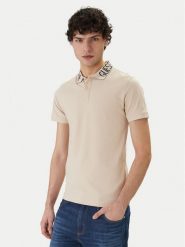 Guess Polo M6GP66 K3070 Beżowy Slim Fit. Brązowe koszulki polo Guess, m, z aplikacjami, z bawełny, bez kołnierzyka, bez ramiączek. Za 269.99 zł.