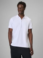 4F Koszulka polo regular męska - biała XXL. Białe koszulki polo 4F, m, bez wzorów, z bawełny, bez kołnierzyka, bez ramiączek. Za 129.99 zł.