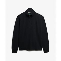 Sweter z prążkowanego materiału z zamkiem na szyi Superdry. Czarne swetry nierozpinane Superdry, na zimę, m, bez wzorów, prążkowane, bez kołnierzyka, bez ramiączek. Za 288.40 zł.