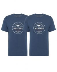 2 - PAK T-Shirt Mustang Style Alex Dark Denim 1017333 5242. Niebieskie t-shirty Mustang, m, bez wzorów, z bawełny, bez kołnierzyka, bez ramiączek. W wyprzedaży za 99.99 zł.