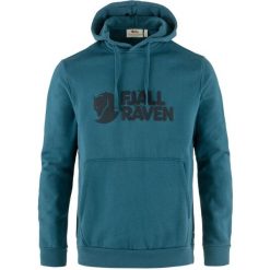 Bluza trekkingowa męska Fjällräven Logo Hoodie. Niebieskie bluzy FJÄLRÄVEN KANKEEN, m, bez wzorów, bez kaptura. Za 638.30 zł.