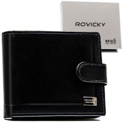 Portfel męski Rovicky CPR-022L-BAR czarny. Czarne portfele ROVICKY, bez wzorów, ze skóry. Za 65.99 zł.