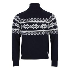 Sweter z wysokim dekoltem Peak Mountain Clyde. Niebieskie swetry nierozpinane Peak Mountain, bez wzorów, bez kołnierzyka, bez ramiączek. Za 274.10 zł.