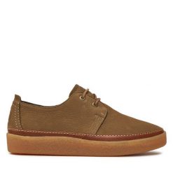 Półbuty Clarks. Brązowe eleganckie półbuty Clarks, bez wzorów, bez obcasa, bez zapięcia. Za 379.99 zł.