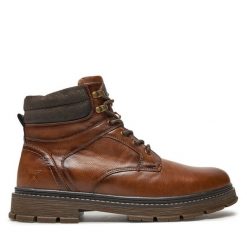 Trzewiki Wrangler. Brązowe botki sznurowane Wrangler, bez wzorów, bez obcasa, bez zapięcia. Za 399.99 zł.