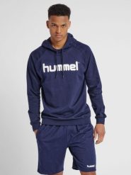 Bluza do piłki ręcznej męska Hummel Cotton Logo z kapturem. Niebieskie bluzy z kapturem Hummel, na wiosnę, l, bez wzorów, z bawełny, z kapturem. Za 221.20 zł.