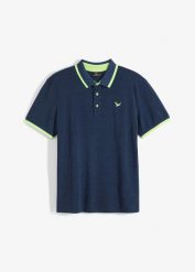 Koszulka polo z piki z czystej bawełny organicznej. Niebieskie koszulki polo bonprix, m, bez wzorów, z bawełny, bez kołnierzyka, bez ramiączek. Za 67.99 zł.