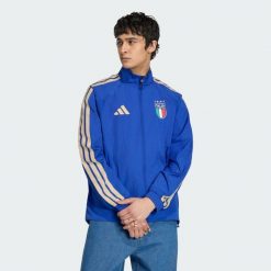 Podstawowa bluza reprezentacyjna Włochy. Niebieskie bluzy bez kaptura Adidas, l, bez wzorów, z dresówki, bez kaptura. Za 529.00 zł.