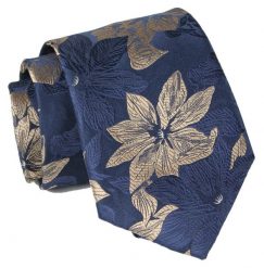 Krawat - ALTIES - Duże Kwiaty, Granat. Niebieskie krawaty i muchy Alties, bez wzorów, z tkaniny. Za 49.00 zł.