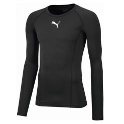 Koszulka piłkarska męska PUMA Liga Baselayer Tee. Czarne bielizna termoaktywna Puma, m, bez wzorów, bez ramiączek, do piłki nożnej. Za 89.99 zł.