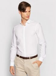 Calvin Klein Koszula 2ply Poplin Stretch Slim Shirt K10K103025 Biały Slim Fit. Białe koszule CALVIN KLEIN, m, bez wzorów, z bawełny, bez kołnierzyka, bez ramiączek. Za 199.99 zł.