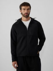 4F Bluza regular z kapturem męska - czarna M. Czarne bluzy 4F, m, bez wzorów, z kapturem. Za 199.99 zł.