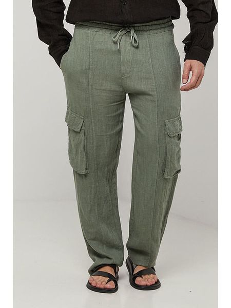 Lin Passion Lniane bojówki w kolorze khaki rozmiar: L/XL. Brązowe joggery i bojówki Lin Passion, l, bez wzorów, ze lnu. Za 124.11 zł.