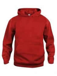Clique Basic Hoody Junior - czerwona bluza z kapturem, miękki materiał – red. Czerwone bluzy z kapturem CLIQUE, bez wzorów, z bawełny, z kapturem. Za 144.85 zł.