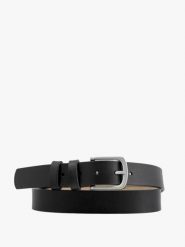 Czarny klasyczny pasek męski skórzany. Czarne paski Ryłko, bez wzorów, z materiału, eleganckie. Za 129.99 zł.