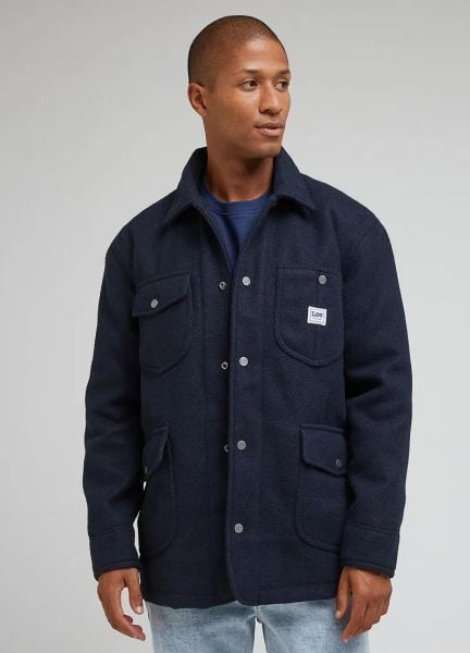LEE MĘSKA KURTKA WEŁNIANA LEE WOOL JACKET SKY CAPTAIN 112342487. Kurtki Lee, m, bez wzorów, z wełny, bez kaptura. Za 239.99 zł.