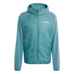 Kurtka turystyczna adidas Terrex Climawarm. Zielone kurtki Adidas, bez wzorów, bez kaptura. W wyprzedaży za 394.00 zł.