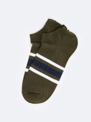 Stopki męskie bambusowe w paski khaki Tagar 303. Zielone skarpety BIG STAR, bez wzorów, z materiału. W wyprzedaży za 13.99 zł.