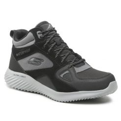 Buty na co dzień męskie SKECHERS BOUNDER BLAST wodoodporne skóra. Czarne buty sportowe casual Skechers, bez wzorów, ze skóry, bez zapięcia. Za 295.00 zł.