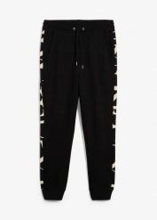 Spodnie sportowe, regular fit. Czarne spodnie treningowe długie bonprix, m, bez wzorów, z dresówki. Za 124.99 zł.
