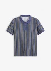 Shirt polo z bawełny organicznej, krótki rękaw. Niebieskie bluzki z długim rękawem bonprix, l, bez wzorów, z bawełny, bez kołnierzyka, bez ramiączek. Za 32.99 zł.