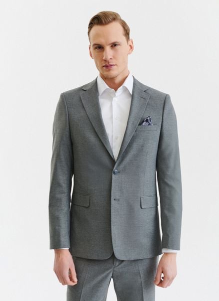 PAKO LORENTE – Szara gładka marynarka garniturowa. Szare garnitury Pako Lorente, m, bez wzorów, z tkaniny. Za 399.99 zł.