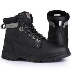 Buty męskie zimowe trapery U.S POLO. Czarne buty sportowe casual U.S. Polo Assn., bez zapięcia. W wyprzedaży za 219.00 zł.