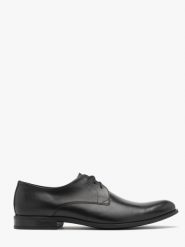 Czarne półbuty męskie skórzane VINCENT. Czarne eleganckie półbuty Ryłko, bez wzorów, ze skóry, bez obcasa, bez zapięcia. W wyprzedaży za 329.99 zł.
