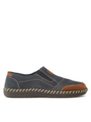 Rieker Półbuty B2462-14 Granatowy. Niebieskie eleganckie półbuty Rieker, bez wzorów, ze skóry, bez obcasa, bez zapięcia. Za 222.99 zł.