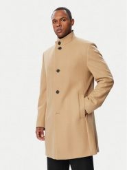 HUGO Płaszcz wełniany 50569223 Beżowy Regular Fit. Brązowe płaszcze Hugo, na zimę, m, bez wzorów, z wełny, bez kaptura. Za 1,849.00 zł.