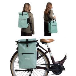 Wodoodporny plecak rowerowy 3w1 – plecak, sakwa na bagażnik i torba na ramię. Zielone torby na ramię RAINJOY, bez wzorów, do ręki, bez dodatków. Za 290.00 zł.