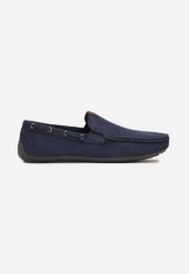 Granatowe Wsuwane Półbuty w Stylu Mokasynów z Rzemykiem i Skórzaną Wkładką Denoma. Niebieskie eleganckie półbuty Born2be, bez wzorów, z jeansu, bez obcasa, bez zapięcia. W wyprzedaży za 110.49 zł.