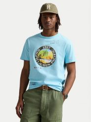 Polo Ralph Lauren T-Shirt 710958253001 Błękitny Classic Fit. Niebieskie koszulki polo Polo Ralph Lauren, l, bez wzorów, z bawełny, bez kołnierzyka, bez ramiączek. Za 419.99 zł.