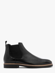 Czarne sztyblety męskie w stylu casual FABIAN. Czarne sztyblety Ryłko, bez wzorów, ze skóry, bez obcasa, bez zapięcia. W wyprzedaży za 249.99 zł.