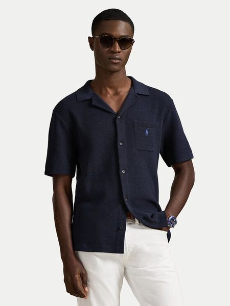 Polo Ralph Lauren Koszula 710P04442001 Granatowy Regular Fit. Niebieskie koszule Polo Ralph Lauren, m, bez wzorów, z bawełny, bez kołnierzyka, bez ramiączek. Za 989.99 zł.