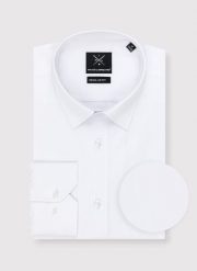 PAKO LORENTE – Elegancka biała koszula męska w fasonie Regular. Białe koszule Pako Lorente, m, bez wzorów, z bawełny, bez kołnierzyka, bez ramiączek. Za 199.99 zł.