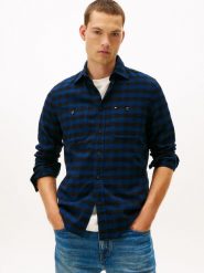 Tommy Hilfiger Koszula flanelowa Hrren Mężczyźni Regular Fit Bawełna niebieski|czarny, XL. Czarne koszule Tommy Hilfiger, m, bez wzorów, z bawełny, bez kołnierzyka, bez ramiączek. Za 329.95 zł.