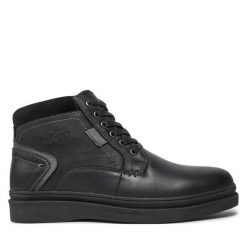 Trzewiki Lee Cooper. Czarne botki sznurowane Lee Cooper, bez wzorów, bez obcasa, bez zapięcia. Za 299.99 zł.