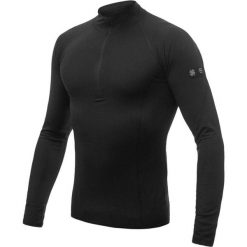 Męska koszulka Baselayer Merino Outdoor z długim rękawem i zamkiem błyskawicznym. Czarne bielizna termoaktywna Sensor, na jesień, l, bez wzorów, z materiału, bez ramiączek, narciarskie. Za 351.99 zł.