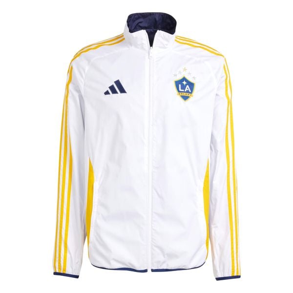 Kurtka odwracalna LA Galaxy Anthem 2025/26. Białe kurtki Adidas, bez wzorów, bez kaptura. W wyprzedaży za 445.40 zł.