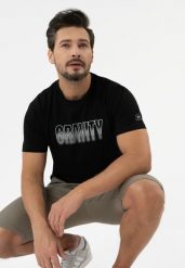 T-shirt z printem, Comfort Fit, T-SILVER. Szare t-shirty Volcano, l, bez wzorów, z bawełny, bez kołnierzyka, bez ramiączek. Za 69.99 zł.