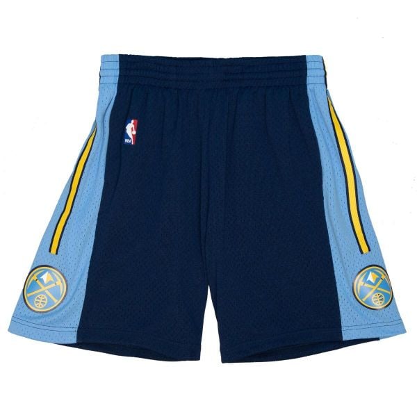 Krótka Denver Nuggets 2006. Niebieskie szorty Mitchell & Ness, bez wzorów, eleganckie. Za 397.50 zł.