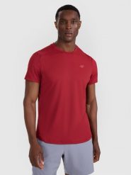 4F Koszulka treningowa szybkoschnąca męska - czerwona XXL. Czerwone t-shirty sportowe 4F, bez wzorów, z elastanu, bez ramiączek, na fitness i siłownię. Za 129.99 zł.