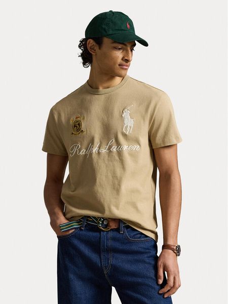 Polo Ralph Lauren T-Shirt 710B20010003 Beżowy Regular Fit. Brązowe koszulki polo Polo Ralph Lauren, m, bez wzorów, z bawełny, bez kołnierzyka, bez ramiączek. Za 639.99 zł.