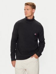 Tommy Jeans Golf Badge DM0DM19434 Czarny Slim Fit. Czarne golfy Tommy Jeans, m, bez wzorów, z jeansu, bez kołnierzyka, bez ramiączek. Za 269.99 zł.