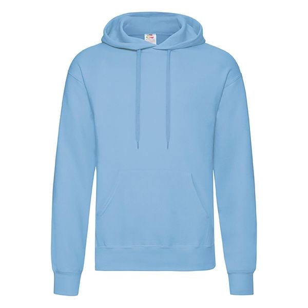 Bluza Fruit Of The Loom Classic Hooded Adult Blue Cielo. Niebieskie bluzy z kapturem Fruit of the Loom, s, bez wzorów. Za 166.99 zł.