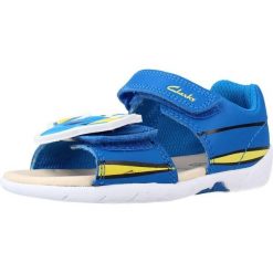 Sandały CLARKS ZORA NEMO T Niebieski. Niebieskie sandały Clarks, ze skóry, bez zapięcia. Za 149.99 zł.