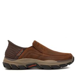 Półbuty Skechers. Brązowe eleganckie półbuty Skechers, bez wzorów, bez obcasa, bez zapięcia. Za 379.99 zł.