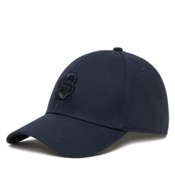 Czapka z daszkiem BOSS. Niebieskie czapki z daszkiem Boss, bez wzorów. Za 189.99 zł.